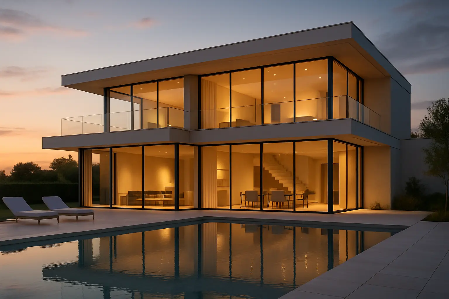 راهنمای جامع طراحی ویلا مدرن با استخر و نمای شیشه ای